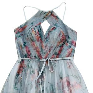 MARCHESA BRIDESMAID***Gray Floral Halter Maxi Dress***US 6 $385
